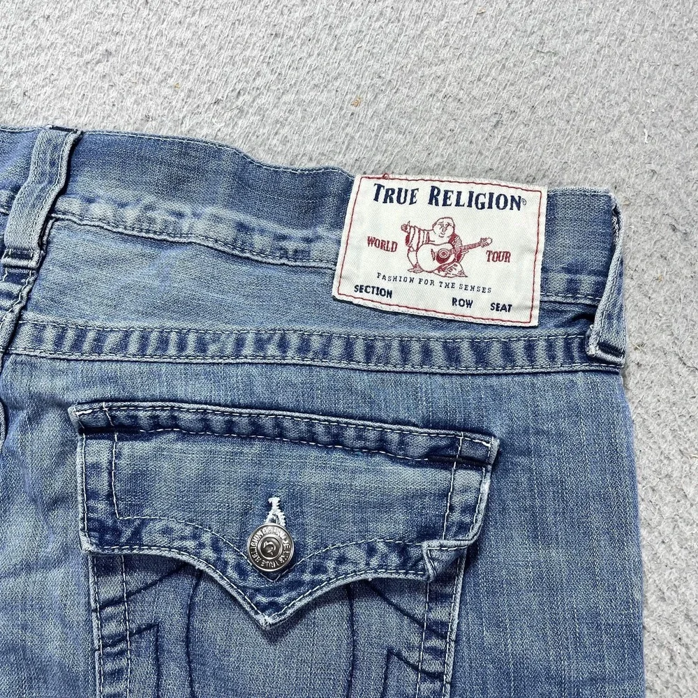 True Religion Ricky Flap SN Jeans Mens 38x34 Blue Med Wash Relaxed Straight